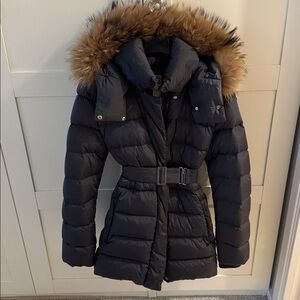 ADD Down Gray Puffer Jacket with Fur Trim